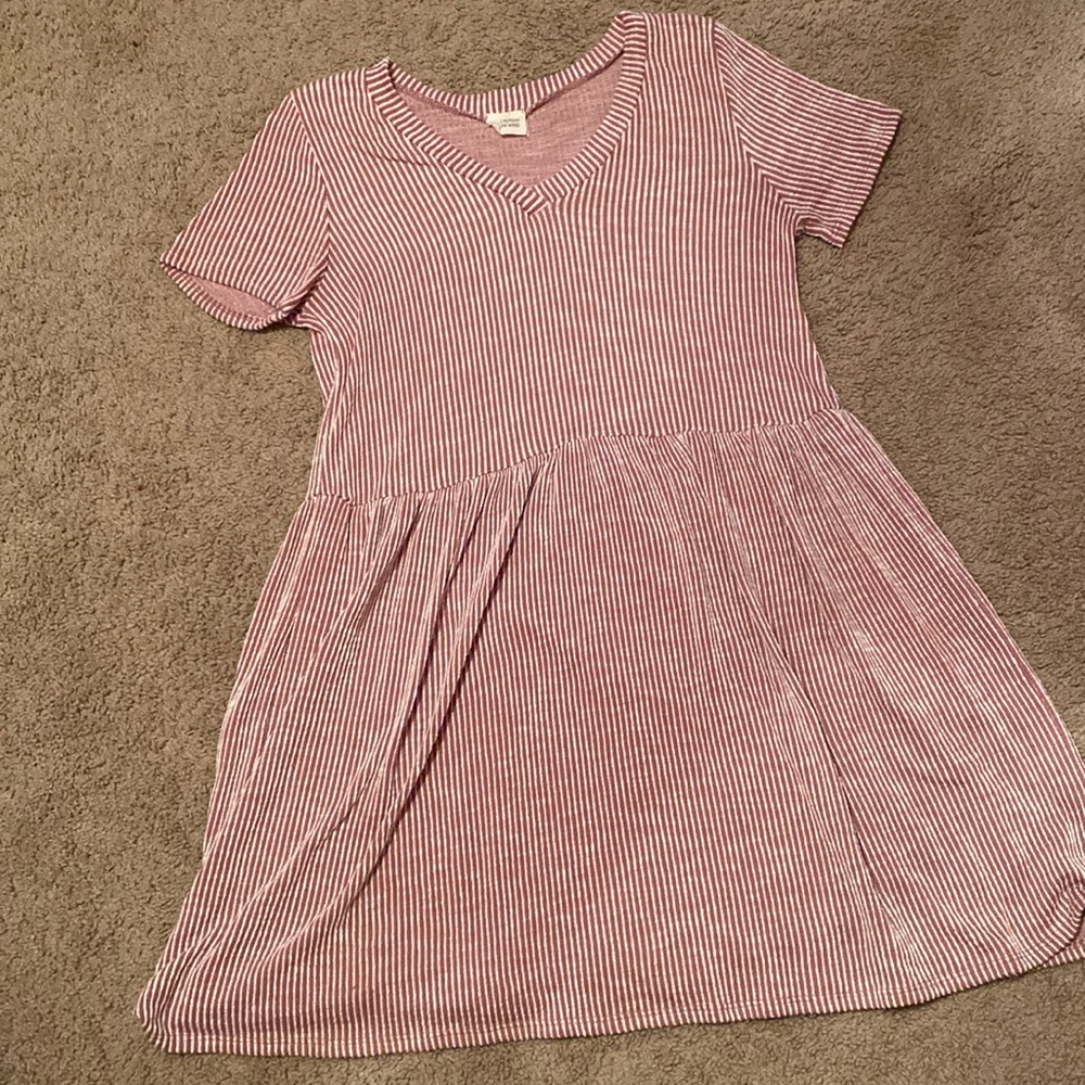 Caution to the Wind Striped Short Sleeve Dress
